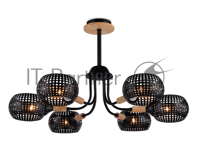 Светильник Ambrella light TR80167/6 BK/LWD черный/светлое дерево E14/6 max 40W D690*370