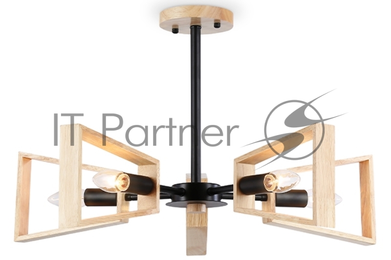 Светильник Ambrella light TR80495/5 BK/LW черный/светлое дерево E14/5 max 60W D620*430