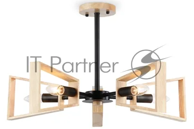 Светильник Ambrella light TR80495/5 BK/LW черный/светлое дерево E14/5 max 60W D620*430