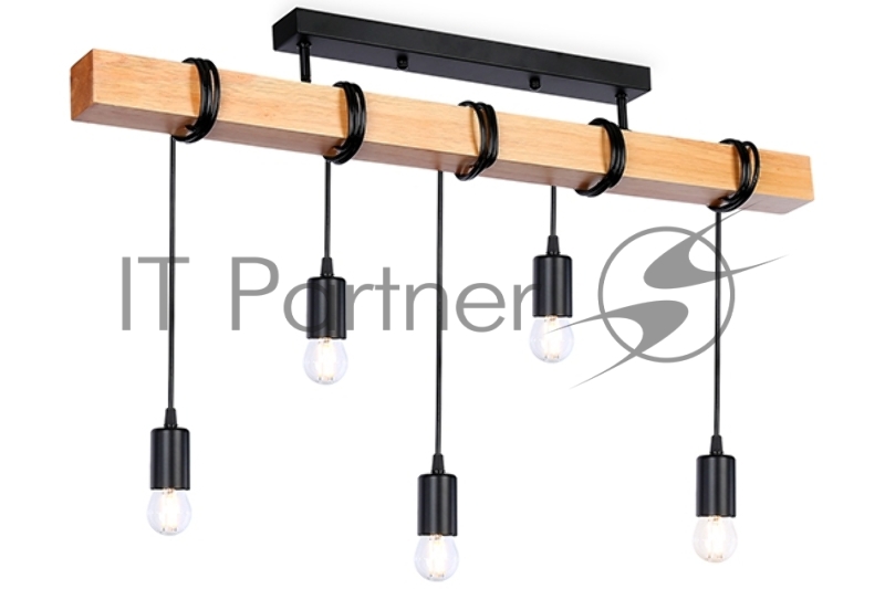 Светильник Ambrella light TR8183/5 BK/LW черный/светлое дерево E27*5 max 40W 800*50*420