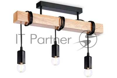 Светильник Ambrella light TR8182/3 BK/LW черный/светлое дерево E27*3 max 40W 500*50*420