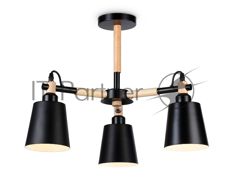 Светильник Ambrella light TR82206/3 BK/LW черный/светлое дерево E27/3 max 40W D560*430