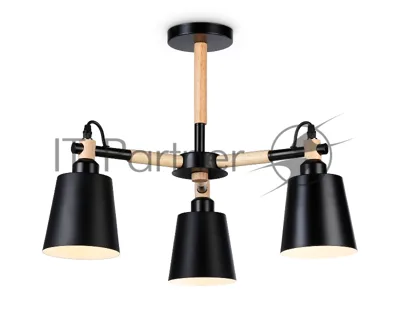 Светильник Ambrella light TR82206/3 BK/LW черный/светлое дерево E27/3 max 40W D560*430