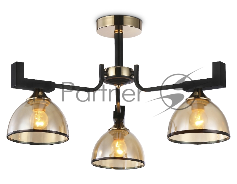 Светильник Ambrella light TR9098/3 BK/GD/TI черный/золото/янтарь E27*3 max 40W D600*316