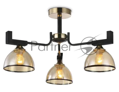 Светильник Ambrella light TR9098/3 BK/GD/TI черный/золото/янтарь E27*3 max 40W D600*316