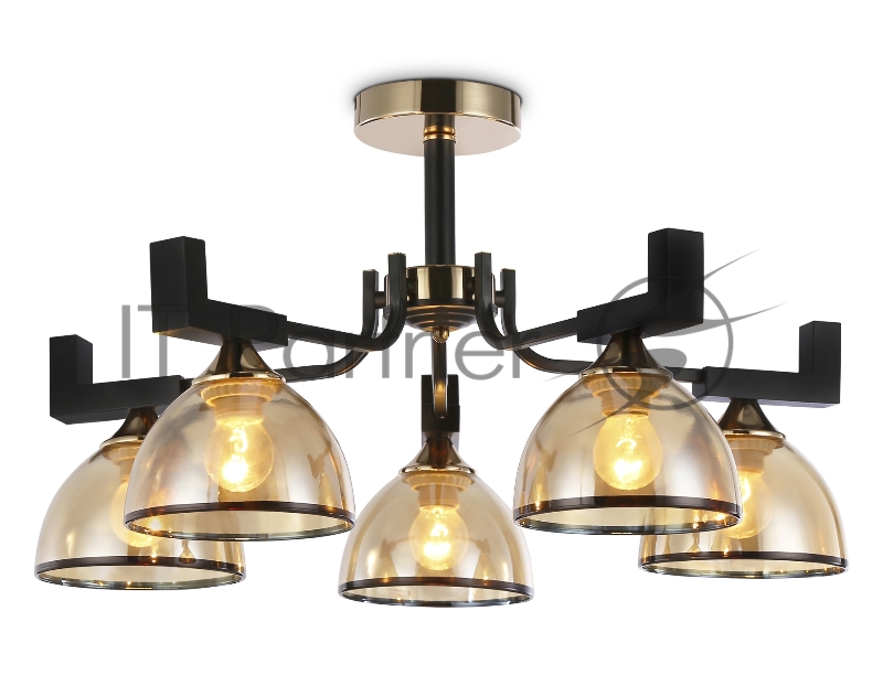 Светильник Ambrella light TR9099/5 BK/GD/TI черный/золото/янтарь E27*5 max 40W D600*316