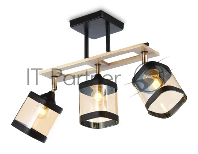 Светильник Ambrella light TR9527/3 BK/FGD/TI черный/золото/янтарь E27/3 max 40W 620*100*290