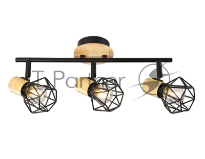 Светильник Ambrella light TR8753/3 BK/WD черный/дерево IP20 E27/3 435*115*200