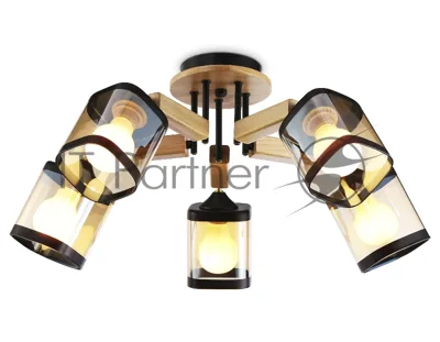 Светильник Ambrella light TR9529/5 BK/GD/TI черный/золото/янтарь E27*5 max 40W D670*260