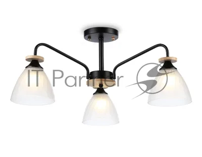 Светильник Ambrella light TR9564/3 BK/FR черный/белый матовый E27/3 max 40W D620*250