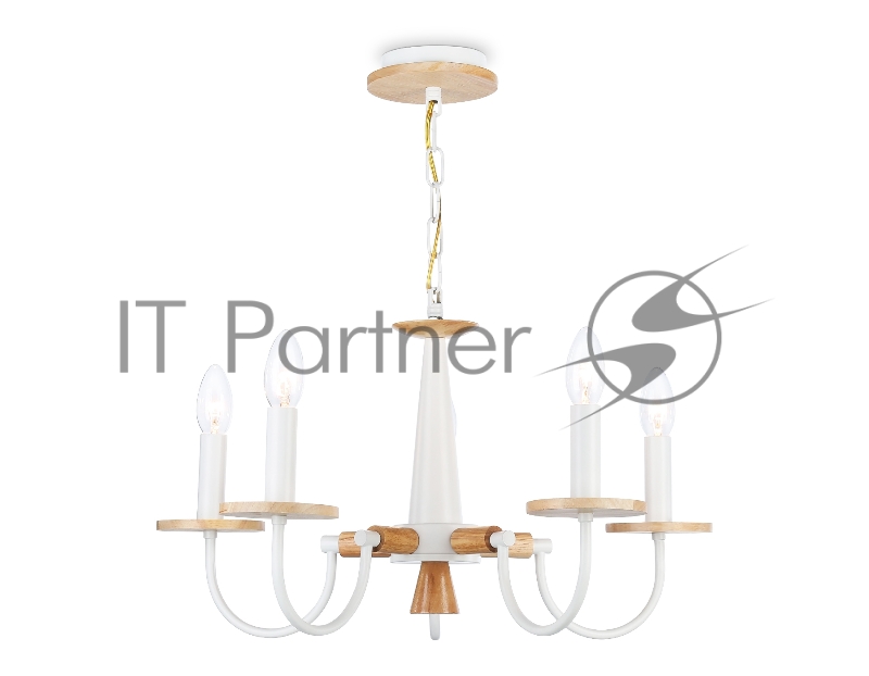 Светильник Ambrella light TR9592/5 WH/LW белый/светлое дерево E14/5 max 40W D555*660