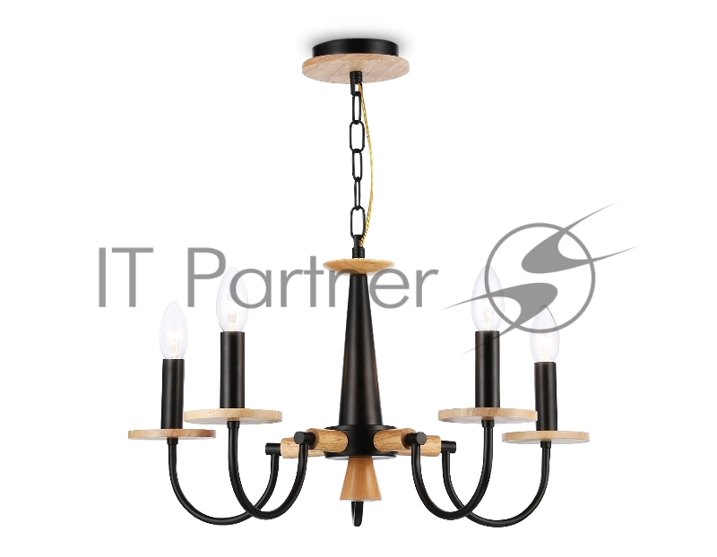 Светильник Ambrella light TR9593/5 BK/LW черный/светлое дерево E14/5 max 40W D555*660