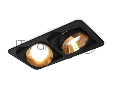 Комплект встраиваемого светильника Ambrella light XC7664024 SBK/PYG черный песок/золото желтое полированное MR16 GU5.3 (C7664, N7034)