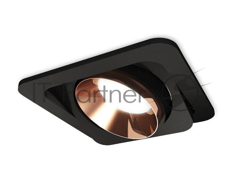 Комплект встраиваемого поворотного светильника Ambrella light XC7659025 SBK/PPG черный песок/золото розовое полированное MR16 GU5.3 (C7659, N7035)