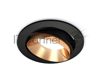 Комплект встраиваемого поворотного светильника Ambrella light XC7652024 SBK/PYG черный песок/золото желтое полированное MR16 GU5.3 (C7652, N7034)