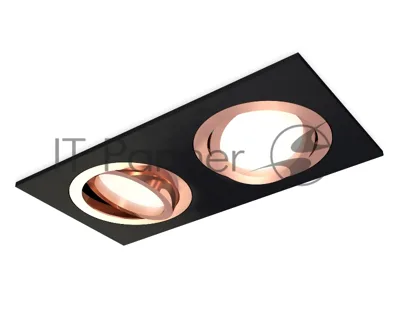 Комплект встраиваемого поворотного светильника Ambrella light XC7636084 SBK/PPG черный песок/золото розовое полированное MR16 GU5.3 (C7636, N7005)