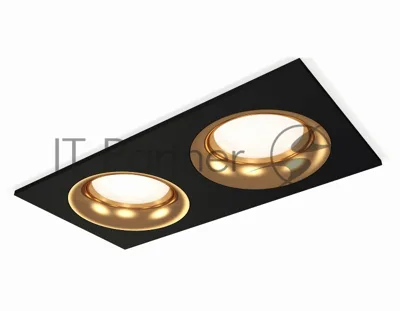 Комплект встраиваемого светильника Ambrella light XC7636005 SBK/PYG черный песок/золото желтое полированное MR16 GU5.3 (C7636, N7014)
