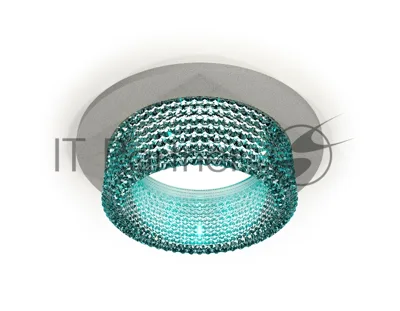 Комплект встраиваемого светильника Ambrella light XC6514043 SGR/BL серый песок/голубой MR16 GU5.3 (C6514, N6153)