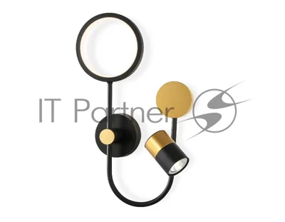 Настенный светодиодный светильник со сменной лампой Ambrella light FL51602/3 BK/GD черный/золото 11W 4200K+GU10 424*275*100