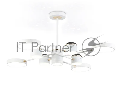 Люстра светодиодная на штанге Ambrella light FL51627/9+4 WH/FGD белый/золото 132W 3000-6000K D850*370 (без ПДУ)
