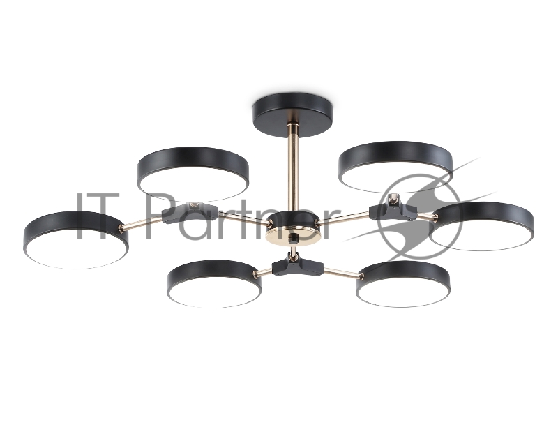 Люстра светодиодная на штанге Ambrella light FL516334/6 BK/FGD черный/золото 108W 3000-6000K D780*210 (без ПДУ)