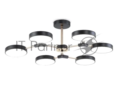 Люстра светодиодная на штанге Ambrella light FL516334/6 BK/FGD черный/золото 108W 3000-6000K D780*210 (без ПДУ)