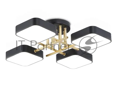 Люстра светодиодная на штанге Ambrella light FL516343/4 BK/GD черный/золото 72W 3000-6000K 550*550*150 (без ПДУ)