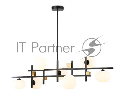Светильник Ambrella light LH51017/7 BK/BS/FR черный/латунь/белый матовый G9*7 max 28W 1100*240*300