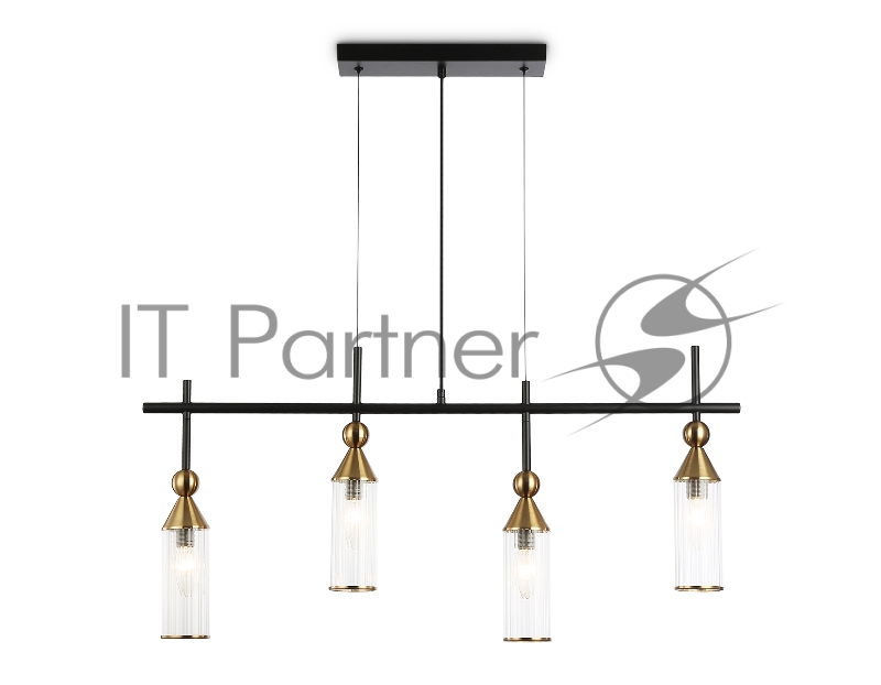 Светильник Ambrella light LH55254/4 BK/BS/CL черный/латунь/прозрачный E14*4 max 40W 845*65*1150