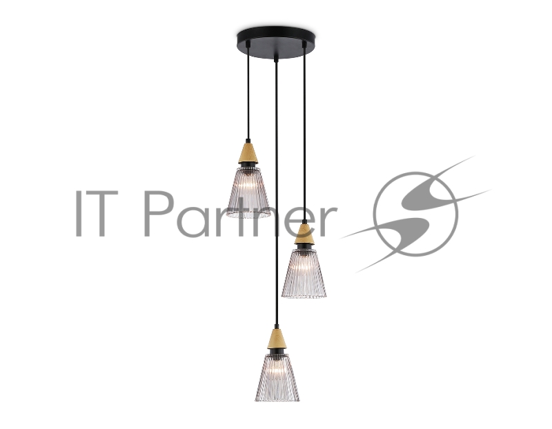 Светильник Ambrella light LH58112/3 BK/LW/SM черный/светлое дерево/дымчатый E14*3 max 40W D270*1200