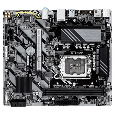 Материнская плата Gigabyte B860M E GEN5, LGA1851, Intel B860, 2xDDR5, 4xSATA, 2xM.2 PCIe 4.0, 1xPCIe 5.0 x16, 1xPCIe 3.0 x1, 1xHDMI, 1xDisplayPort, 1x 1Gb LAN, 4xUSB 3.2 Gen1, 2xUSB 2.0, 3x3.5 мм, 7.1, microATX