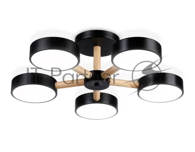 Светильник Ambrella light FL4828/5 BK черный 3000K-6400K 65W D580*160 (ПДУ ИК)