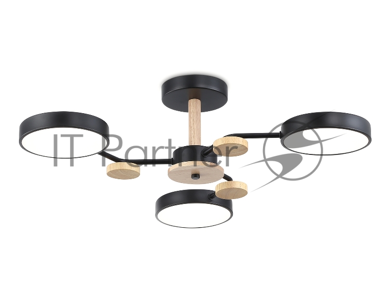 Светильник Ambrella light FL4857/3 BK/WD черный/дерево 54W 3000-6000K D660*170 (без ПДУ)