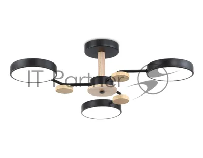 Светильник Ambrella light FL4857/3 BK/WD черный/дерево 54W 3000-6000K D660*170 (без ПДУ)