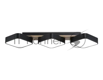 Светильник Ambrella light FL4878/3 BK/WD черный/дерево 54W 3000-6000K 680*200*70 (без ПДУ)