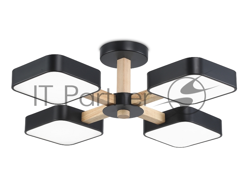 Светильник Ambrella light FL4880/4 BK/WD черный/дерево 72W 3000-6000K D610*160 (без ПДУ)