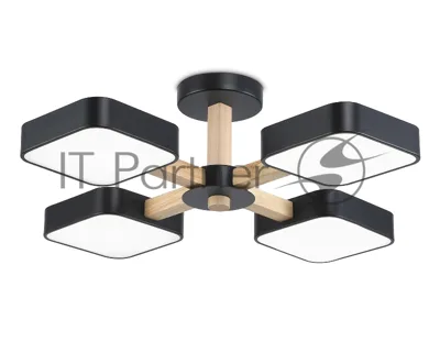 Светильник Ambrella light FL4880/4 BK/WD черный/дерево 72W 3000-6000K D610*160 (без ПДУ)