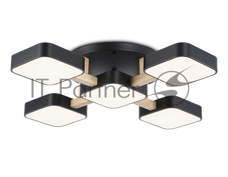 Светильник Ambrella light FL4883/5 BK/WD черный/дерево 90W 3000-6000K 675*675*110 (без ПДУ)