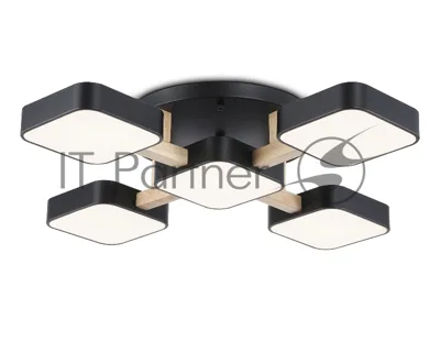Светильник Ambrella light FL4883/5 BK/WD черный/дерево 90W 3000-6000K 675*675*110 (без ПДУ)