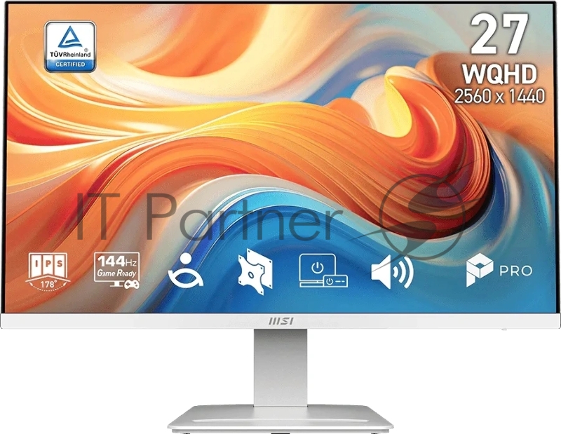 Монитор 27" MSI PRO MP273QW E14 IPS 2560x1440, 100 Гц, 4 мс (GtG), 16:9, DisplayHDR 400, 400 кд/м², HDMI 2.0b (x2), DisplayPort 1.2a, встроенные динамики (2x3 Вт), Flicker Free, Low Blue Light, Adaptive-Sync, наклон экрана, подставка для телефона, белый
