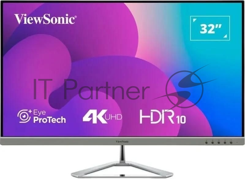 Монитор ViewSonic 31.5" VX3276-4K-MHD-2 серебристый VA LED 16:9 HDMI M/M матовая 350cd 178гр/178гр 3840x2160 60Hz DP 4K 6.9кг