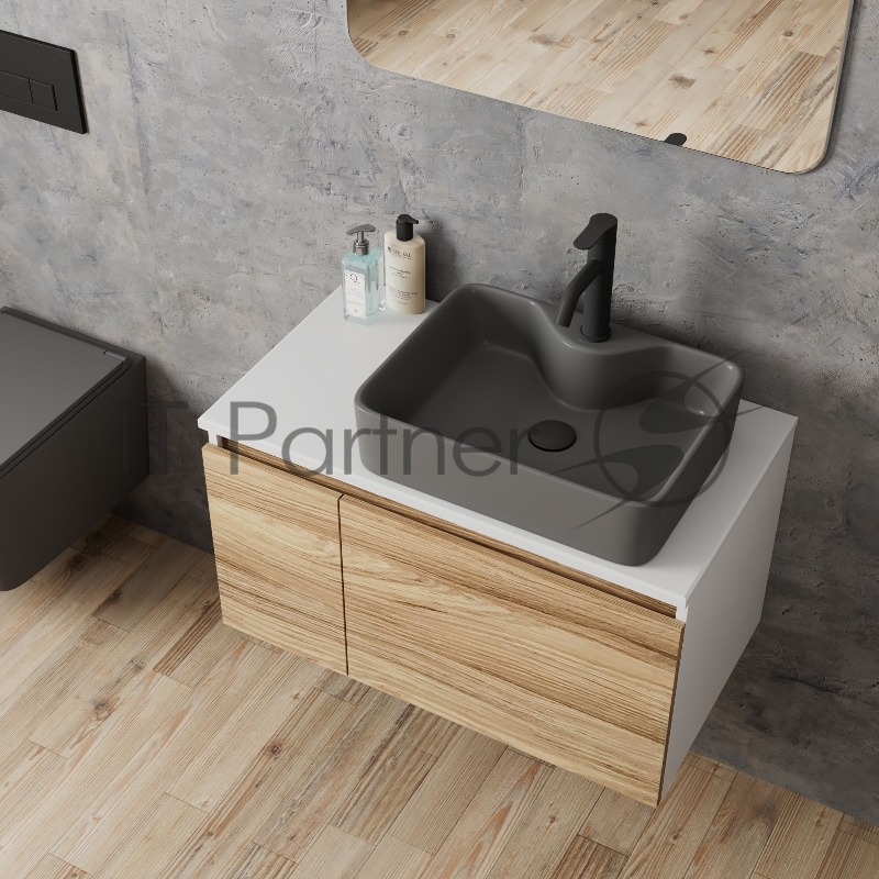 Комплект: тумба Bau Dream Blackwood 80, раковина BAU Cerama 48х37, темно-серая, смеситель Hotel Dream, черный выпуск клик клак черный