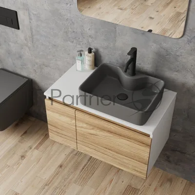 Комплект: тумба Bau Dream Blackwood 80, раковина BAU Cerama 48х37, темно-серая, смеситель Hotel Dream, черный выпуск клик клак черный