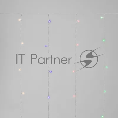 Занавес 1,5x1,5м 64 LED МУЛЬТИКОЛОР прозрачный ПВХ IP20 свечение с динамикой 220В не соединяется, с контроллером NEON-NIGHT