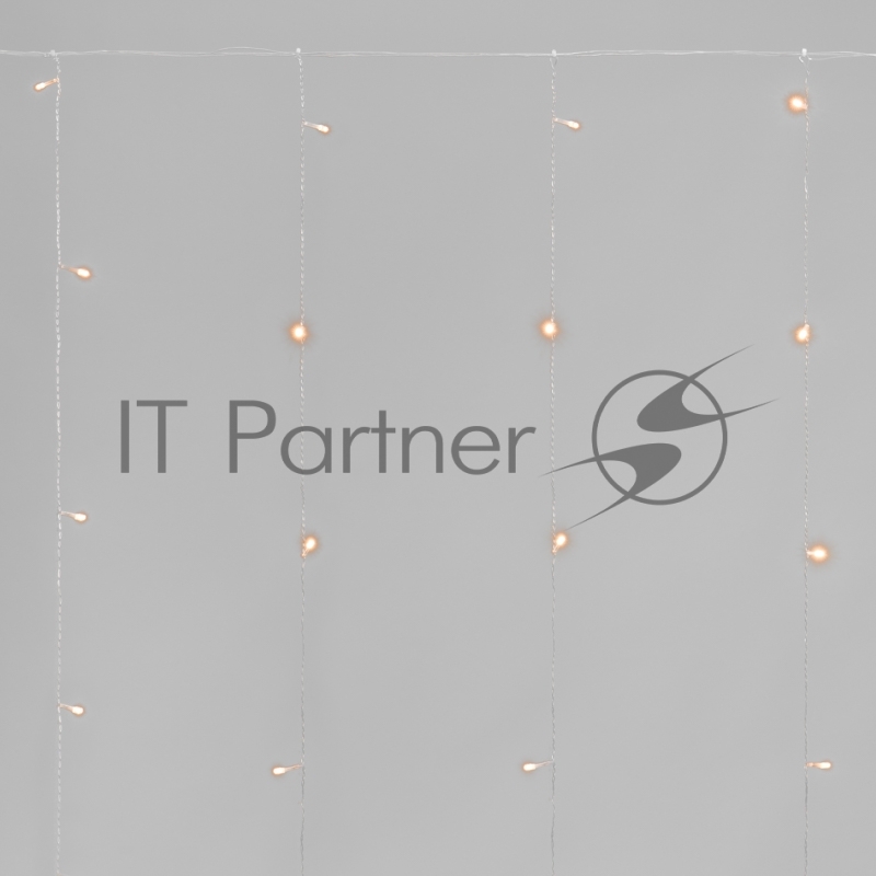 Занавес 1,5x1,5м 64 LED ТЕПЛЫЙ БЕЛЫЙ прозрачный ПВХ IP20 свечение с динамикой 220В не соединяется, с контроллером NEON-NIGHT