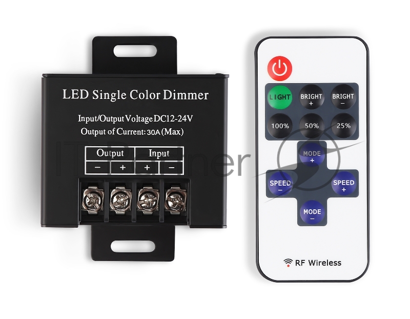 Контроллер диммер GS11051 30A 12V 360W/ 24V 720W (ПДУ Радио 2.4G CR2025)