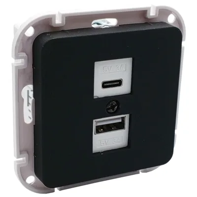 Механизм роз. Type-C+USB 3А серия АСТРУМ, карбон (РП5-6562 карбон)