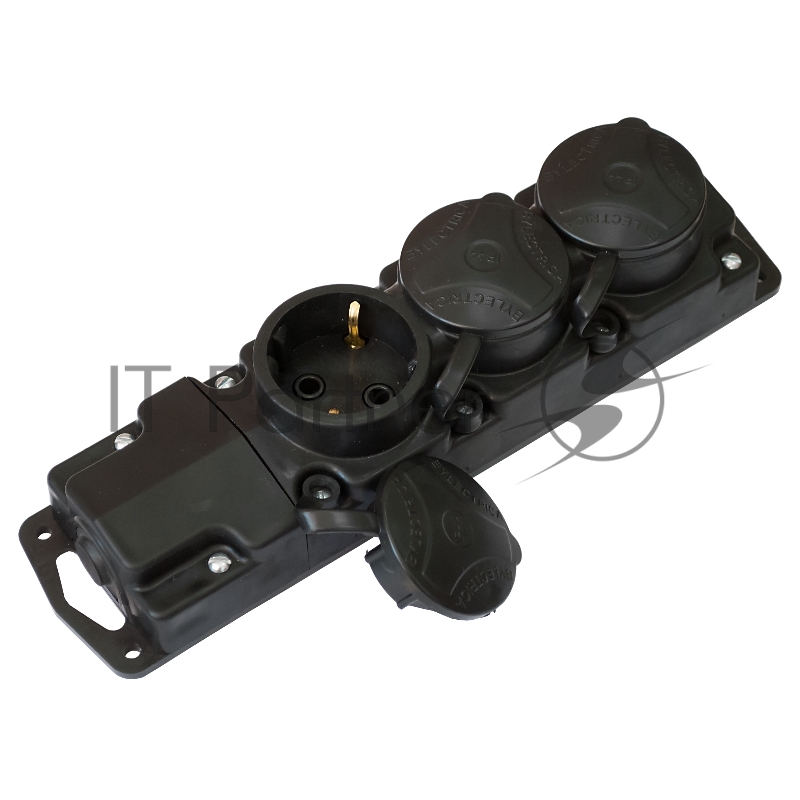 Розетка Bylectrica Роз. 3-местн. каучук с земл. шторки 16А 250В IP44 (Р16-766)