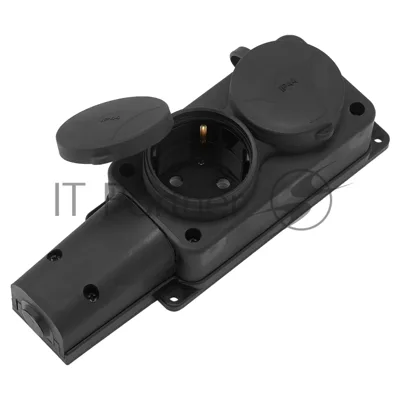 Розетка Bylectrica Роз. 2-местн. каучук с земл. 16А 250В IP44 (Р16-9144)
