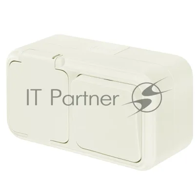 Блок Bylectrica Блок (1 выкл. + роз) ОУ IP54 серия ПРАЛЕСКА АКВА, (В-РЦ-653 бежевый)